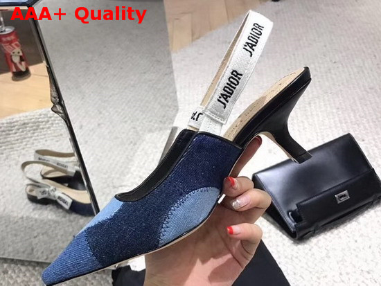 Dior J Adior Slingback in Patchwork Denim Replica