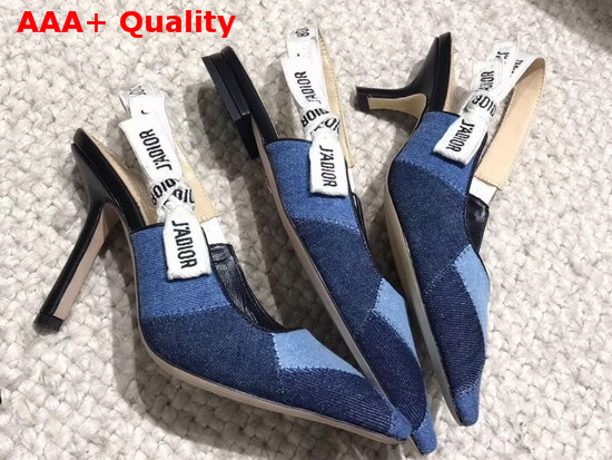 Dior J Adior Slingback in Patchwork Denim Replica