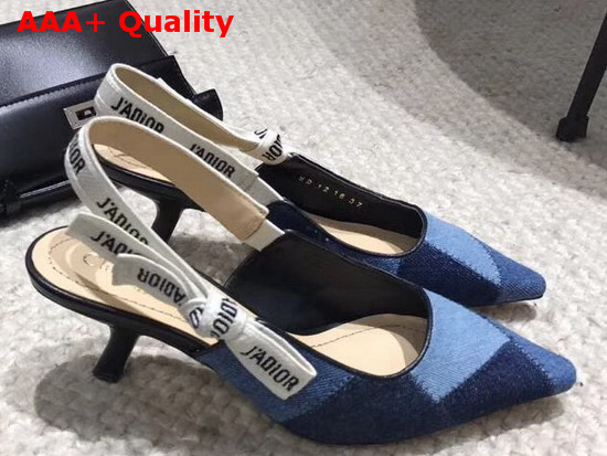 Dior J Adior Slingback in Patchwork Denim Replica