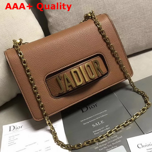 Dior J adior Flap Bag in Brown Grained Calfskin Replica