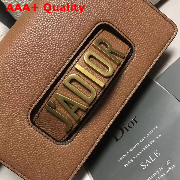 Dior J adior Flap Bag in Brown Grained Calfskin Replica