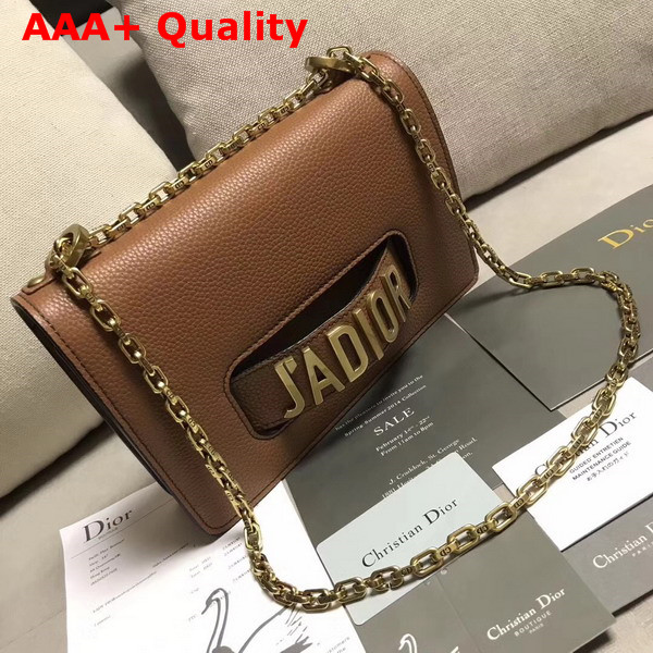 Dior J adior Flap Bag in Brown Grained Calfskin Replica