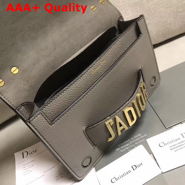 Dior J adior Flap Bag in Grey Grained Calfskin Replica