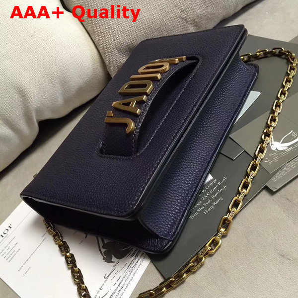 Dior J adior Flap Bag in Navy Blue Grained Calfskin Replica