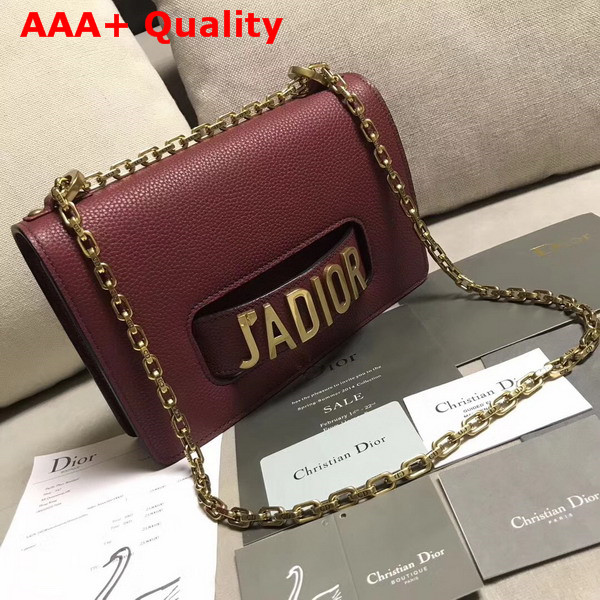 Dior J adior Flap Bag in Oxblood Grained Calfskin Replica