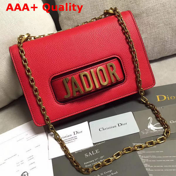 Dior J adior Flap Bag in Red Grained Calfskin Replica