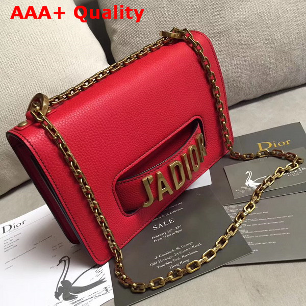 Dior J adior Flap Bag in Red Grained Calfskin Replica