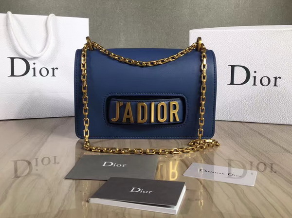 Dior J adior Flap Bag with Chain Light Blue Calfskin For Sale