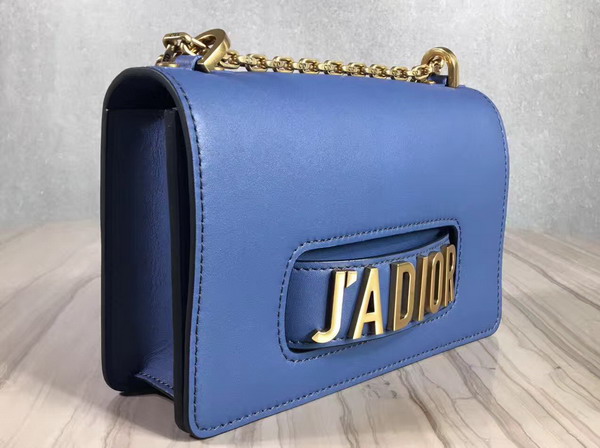 Dior J adior Flap Bag with Chain Light Blue Calfskin For Sale