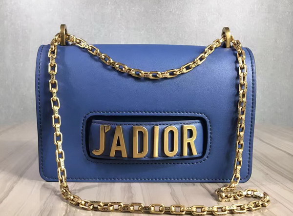 Dior J adior Flap Bag with Chain Light Blue Calfskin For Sale