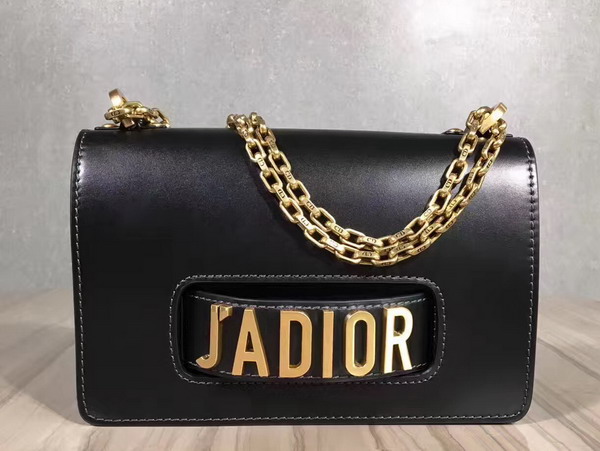 Dior J adior Flap Bag with Chain in Black Calfskin For Sale