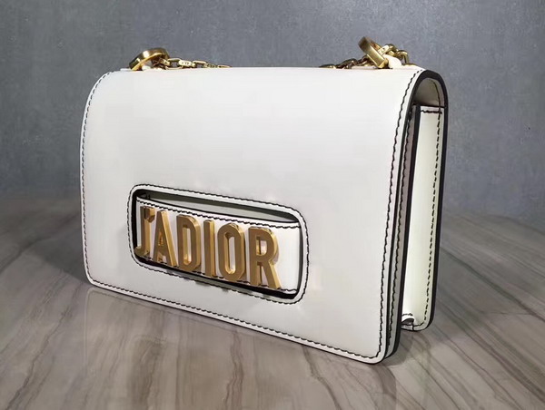 Dior J adior Flap Bag with Chain in Off White Calfskin For Sale