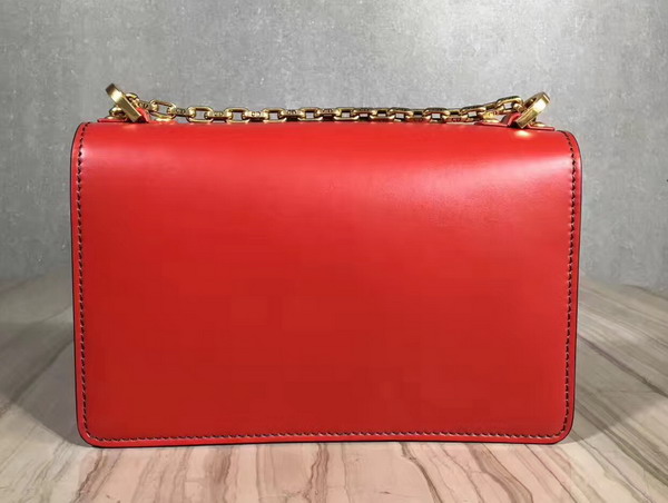 Dior J adior Flap Bag with Chain in Red Calfskin For Sale