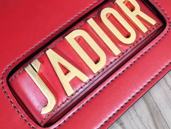 Dior J adior Flap Bag with Chain in Red Calfskin For Sale