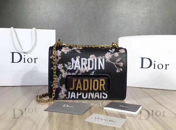 Dior J adior Flap Bag with Painting in Black Calfskin For Sale