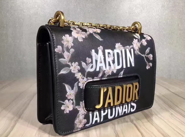 Dior J adior Flap Bag with Painting in Black Calfskin For Sale