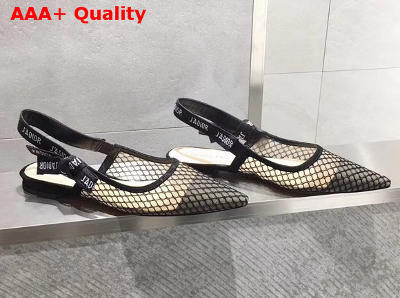 Dior J adior Flat Shoe in Black Mesh Replica