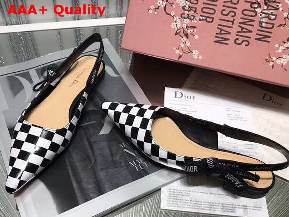 Dior J adior Flat Shoe in Black and White Printed Calfskin Leather Replica