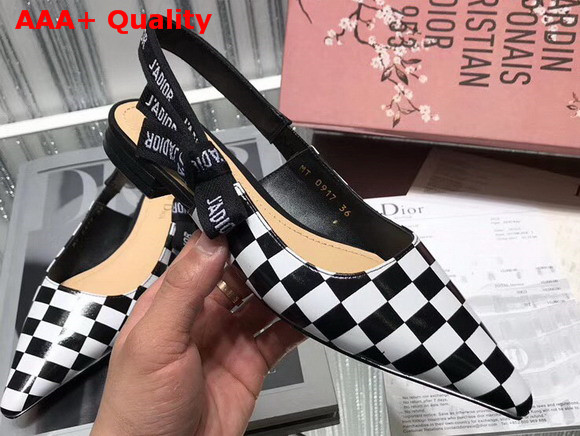 Dior J adior Flat Shoe in Black and White Printed Calfskin Leather Replica