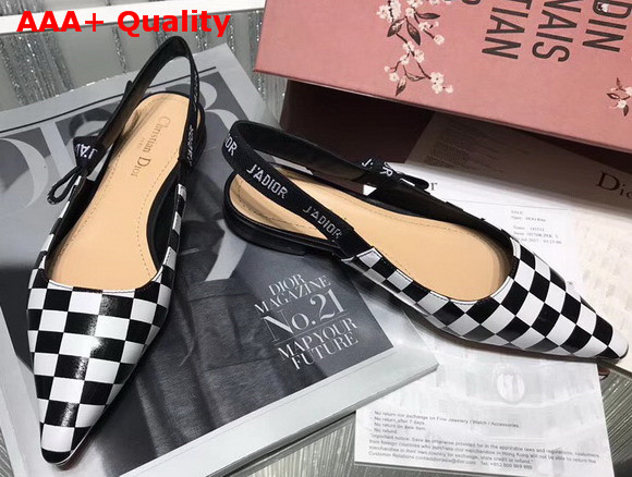 Dior J adior Flat Shoe in Black and White Printed Calfskin Leather Replica