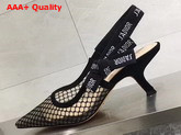 Dior J adior High Heeled Shoe in Black Mesh 65mm Comma Heel Replica