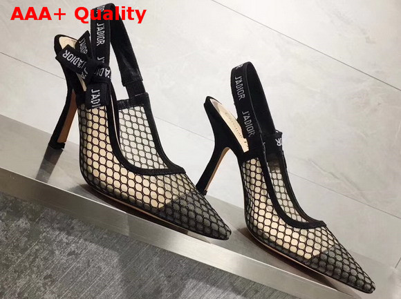 Dior J adior High Heeled Shoe in Black Mesh 95mm Heel Replica