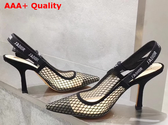 Dior J adior High Heeled Shoe in Black Mesh 95mm Heel Replica