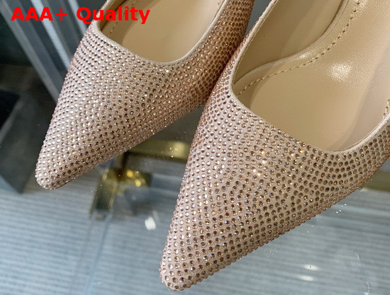 Dior JAdior Slingback Pump Nude Suede Calfskin with Gold Finish Strass Replica