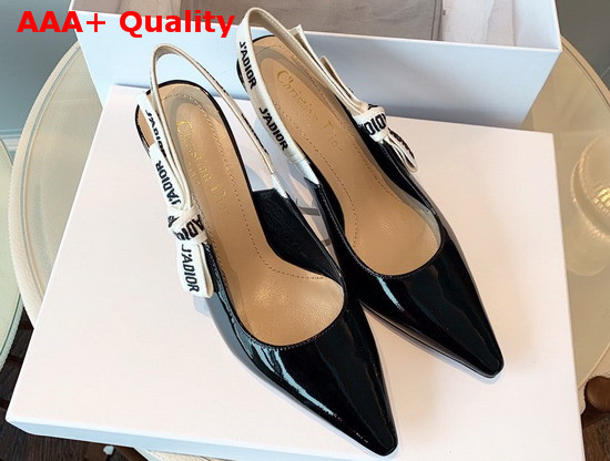 Dior Jadior 10cm Slingback Pump in Black Patent Calfskin Leather Replica