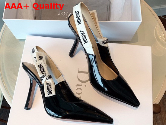 Dior Jadior 10cm Slingback Pump in Black Patent Calfskin Leather Replica