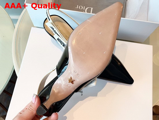 Dior Jadior 10cm Slingback Pump in Black Patent Calfskin Leather Replica