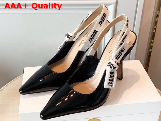 Dior Jadior 10cm Slingback Pump in Black Patent Calfskin Leather Replica