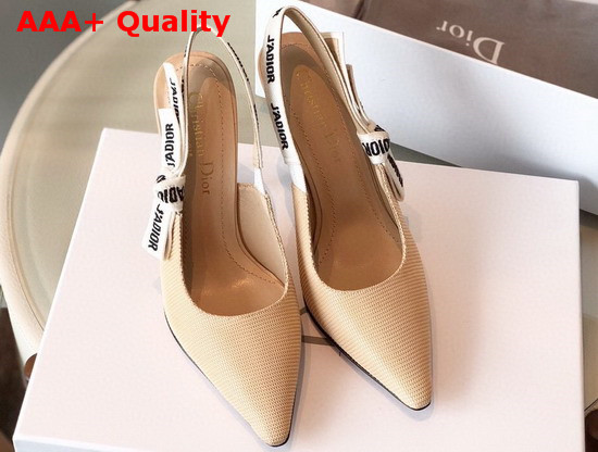 Dior Jadior 10cm Slingback Pump in Nude Technical Canvas with Embroidered Jadior Ribbon Replica