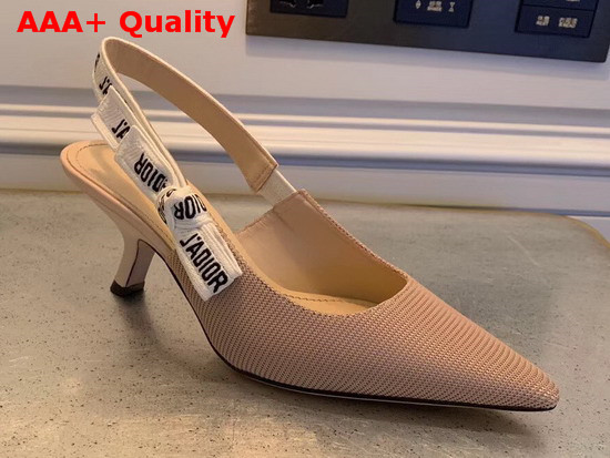 Dior Jadior 6.5cm Slingback Pump in Nude Technical Canvas with Embroidered Jadior Ribbon Replica