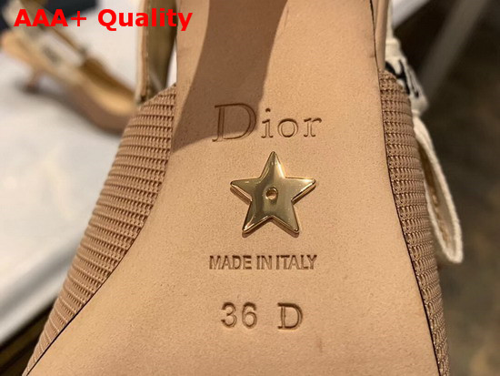 Dior Jadior 6.5cm Slingback Pump in Nude Technical Canvas with Embroidered Jadior Ribbon Replica