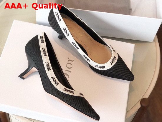 Dior Jadior Black Embroidered Pump with Jadior Embroidered Ribbon Replica