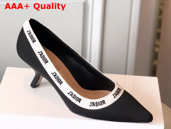 Dior Jadior Black Embroidered Pump with Jadior Embroidered Ribbon Replica