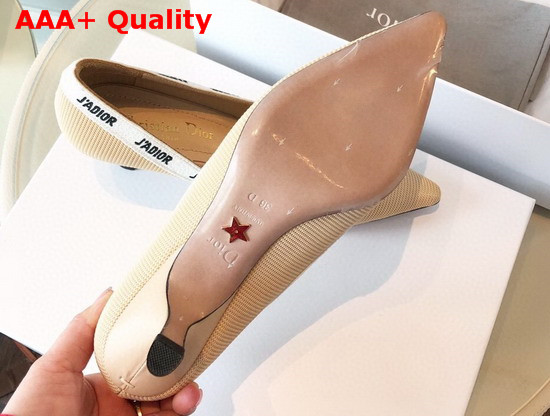 Dior Jadior Embroidered Pump in Nude Technical Canvas with Embroidered Ribbon Replica