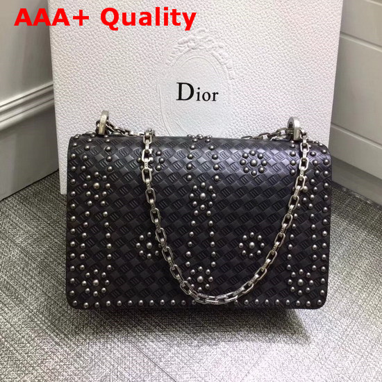 Dior Jadior Flap Bag in Black Studded Calfskin Replica