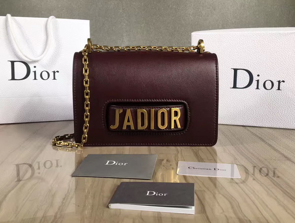 Dior Jadior Flap Bag with Chain in Oxblood Calfskin For Sale