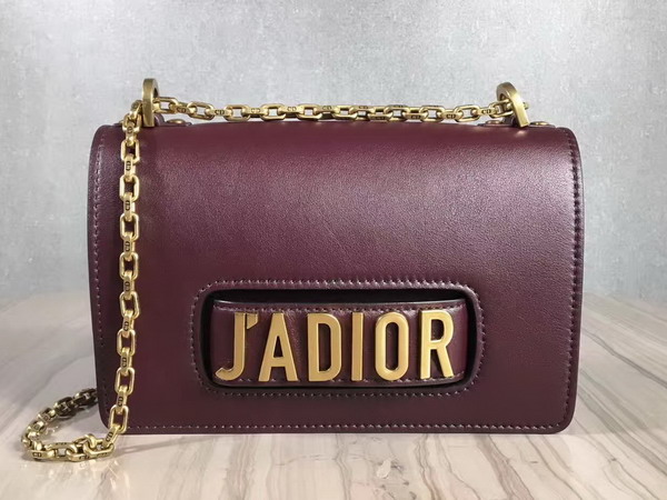 Dior Jadior Flap Bag with Chain in Oxblood Calfskin For Sale