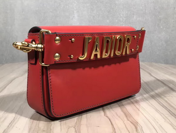 Dior Jadior Flap Bag with Shoulder Strap Red Calfskin For Sale