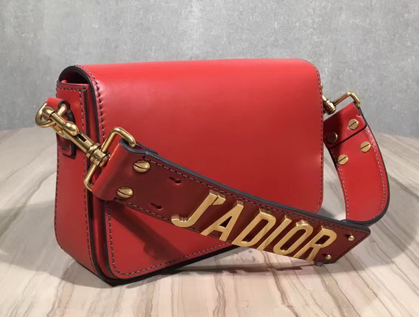 Dior Jadior Flap Bag with Shoulder Strap Red Calfskin For Sale