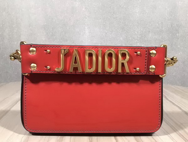 Dior Jadior Flap Bag with Shoulder Strap Red Calfskin For Sale