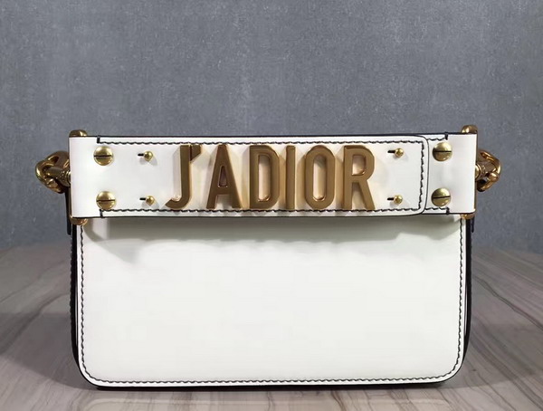 Dior Jadior Flap Bag with Shoulder Strap White Calfskin For Sale