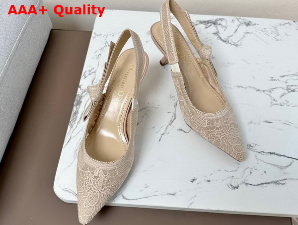 Dior Jadior Slingback Pump Transparent Mesh Embroidered with Beige D Lace Motif Replica