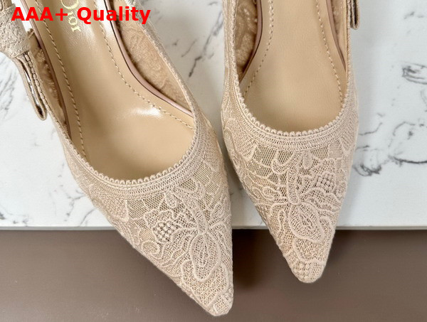 Dior Jadior Slingback Pump Transparent Mesh Embroidered with Beige D Lace Motif Replica