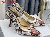 Dior Jadior Slingback Pump White Multicolor Cotton with Dior Jardin Botanique Embroidery Replica