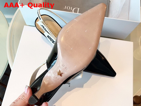 Dior Jadior Slingback Pump in Black Patent Calfskin Leather Replica