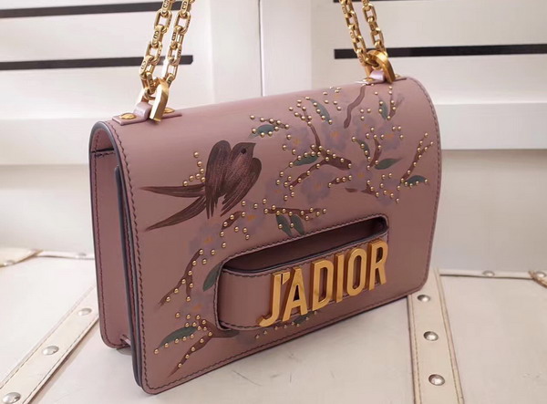 Dior Jadior Studded Flap Bag with Chain in Light Pink Calfskin For Sale